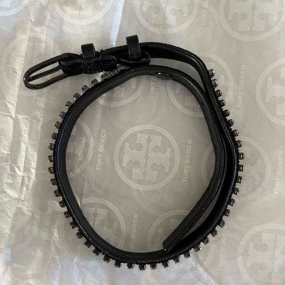 Tory Burch Crystal Embellished Double Wrap Bracelet Black OS Style 42456 NWT - Picture 10 of 17
